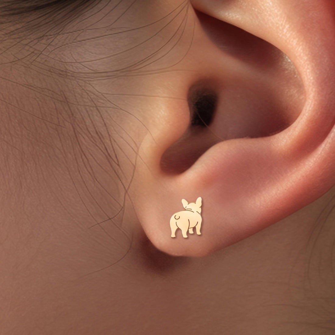 French Bulldog Charm Stud Earrings