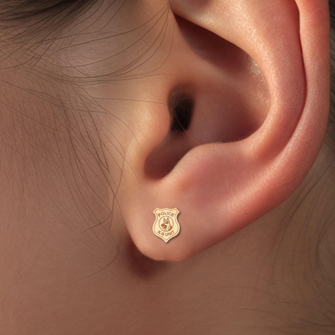 German Shepherd Charm Stud Earrings