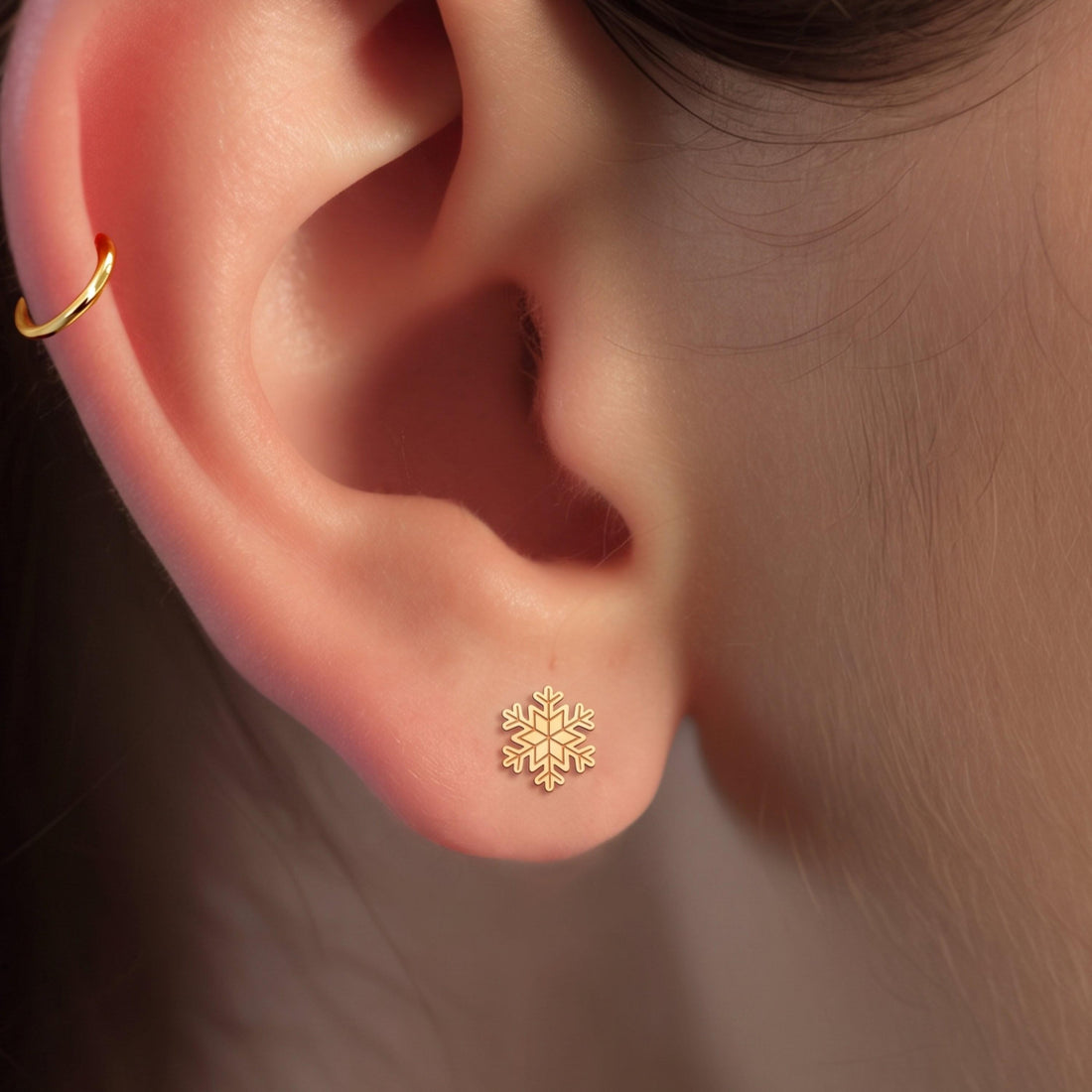 Snowflake Charm Stud Earrings