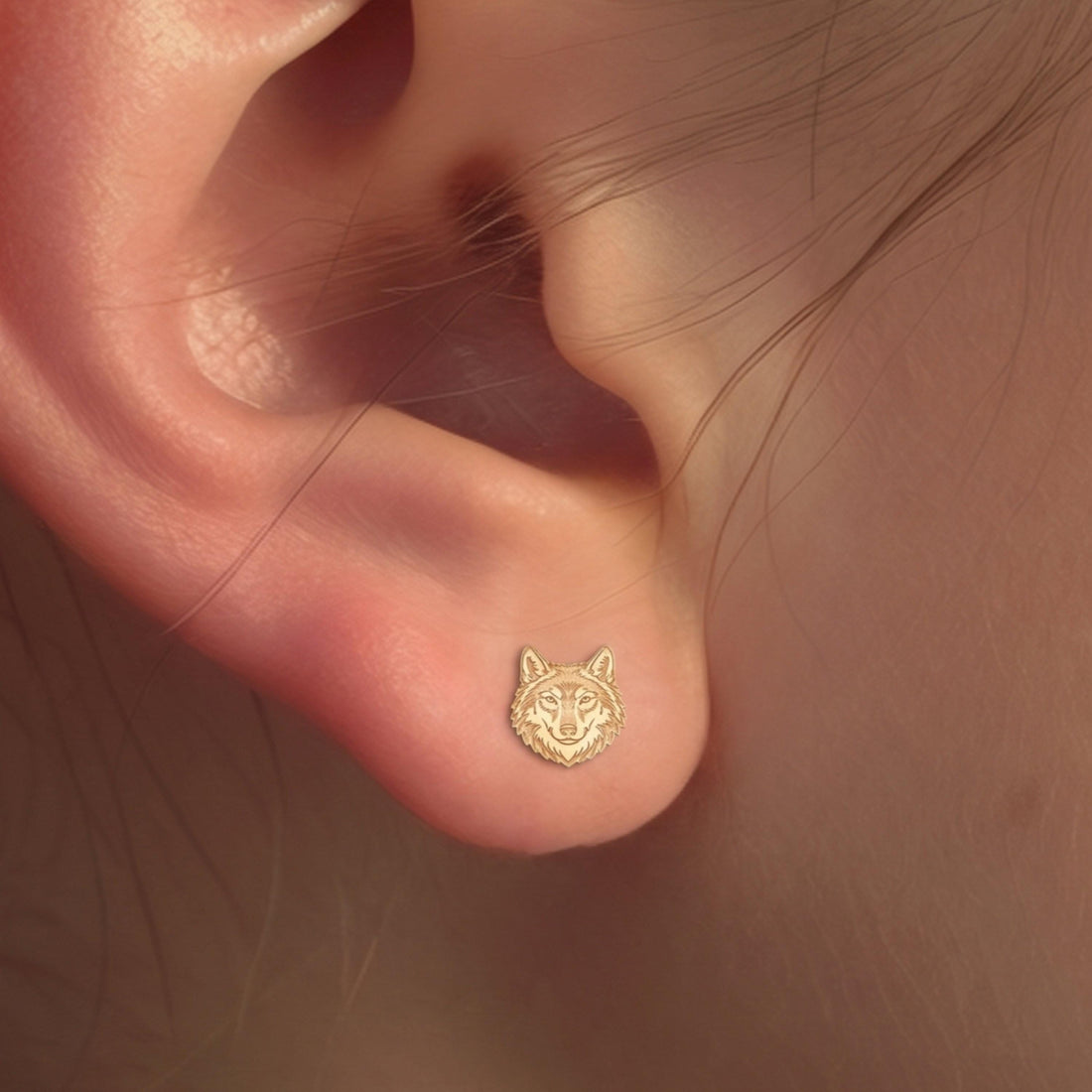Wolf Head Stud Earrings