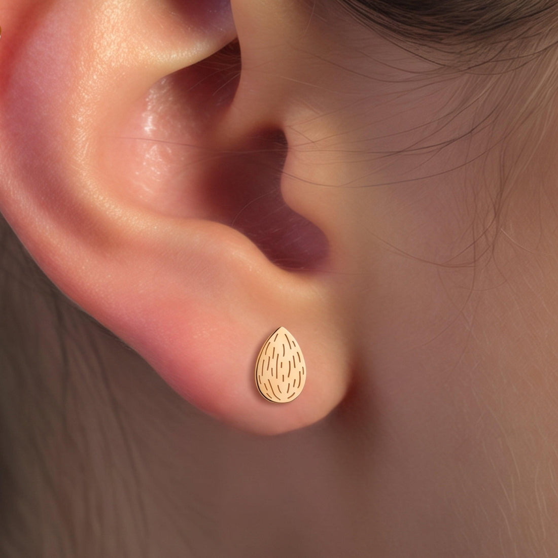 Almond Seed Stud Earrings