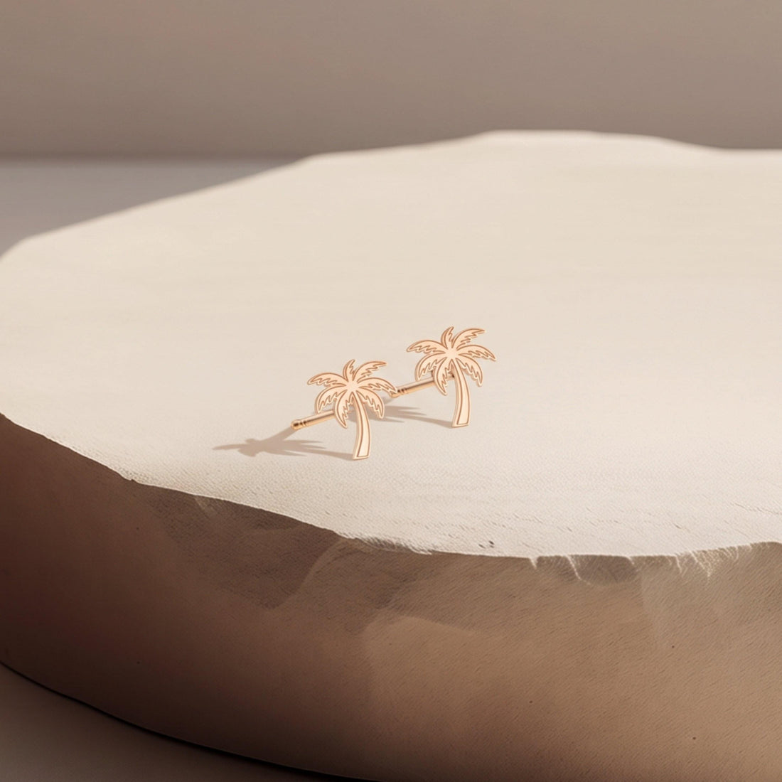 Palm Tree Charm Stud Earrings