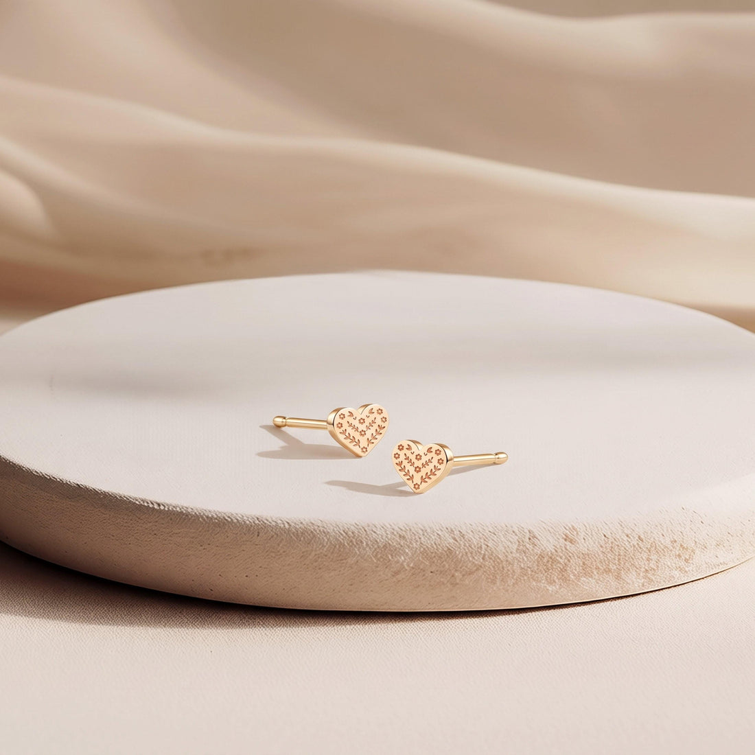 Floral Heart Sugar Skull Stud Earrings
