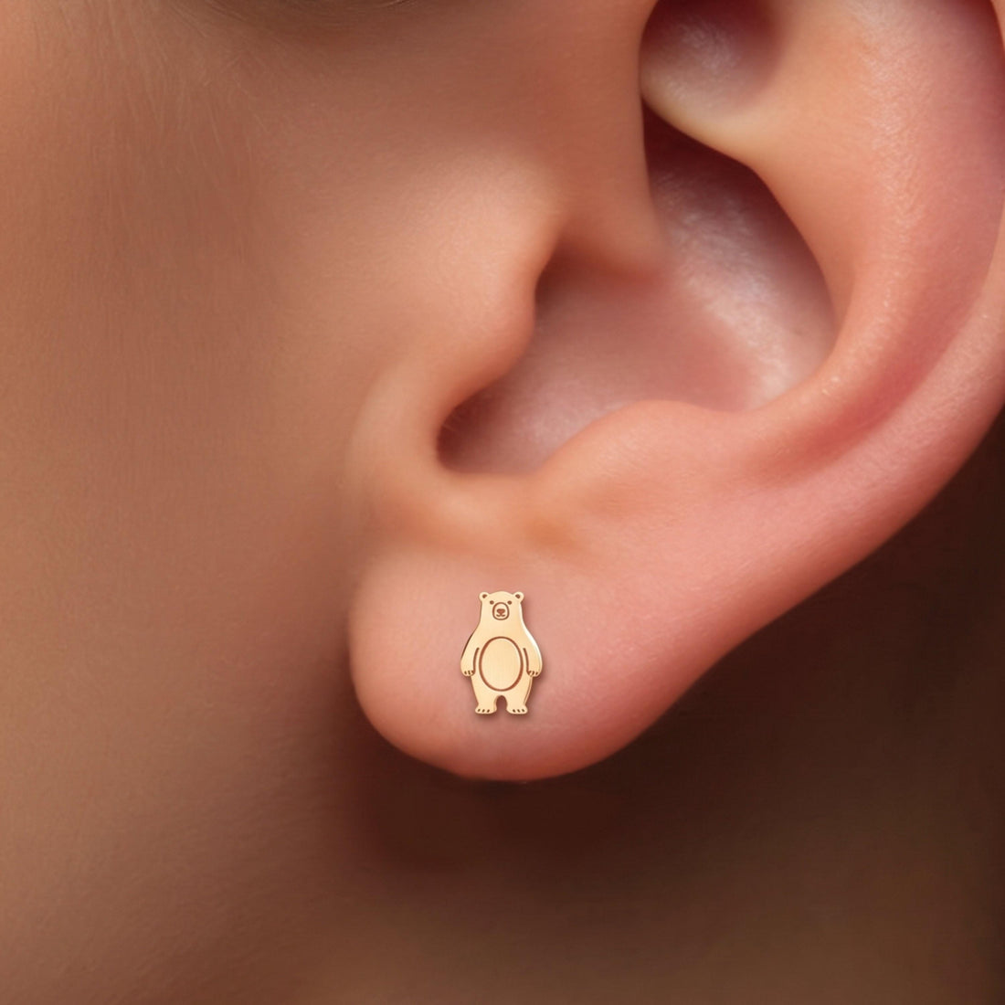 Standing Bear Stud Earrings