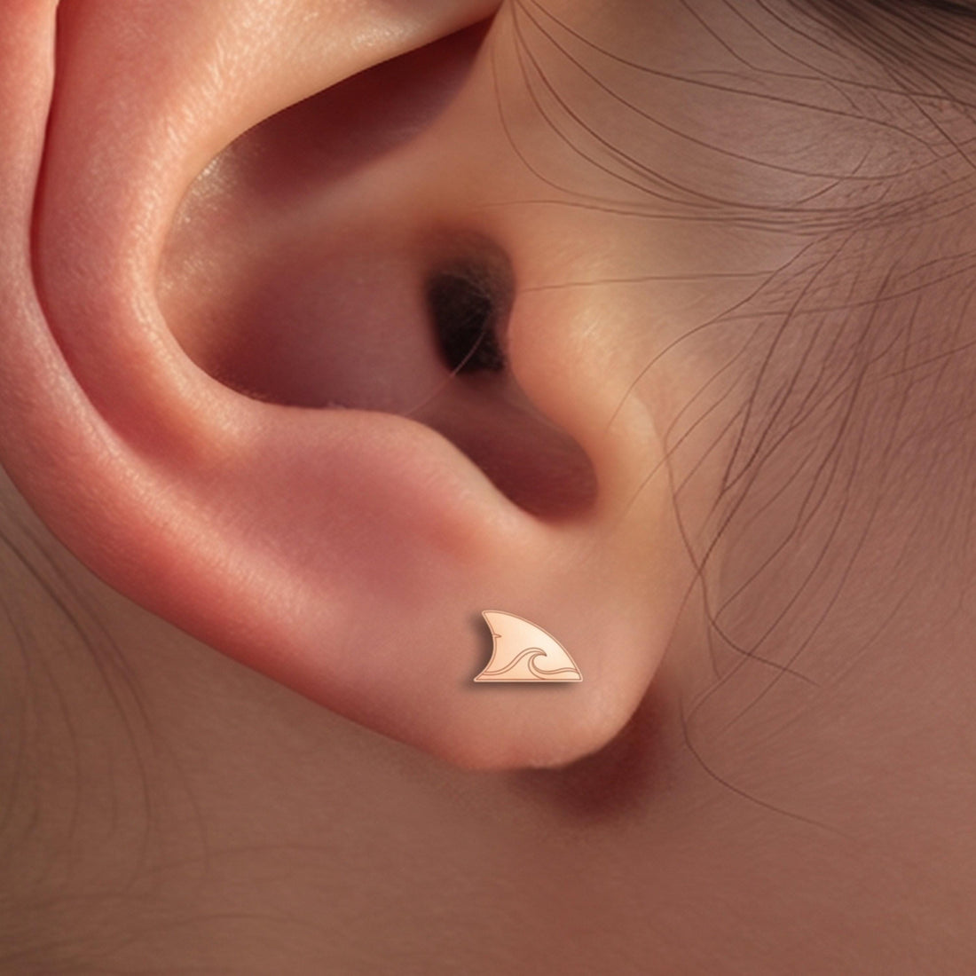 Shark Fin Wave Stud Earrings