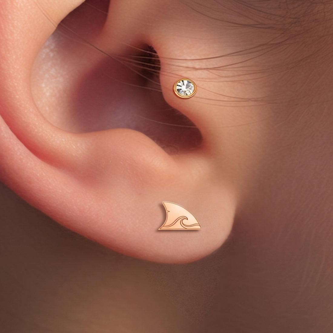 Shark Fin Wave Stud Earrings