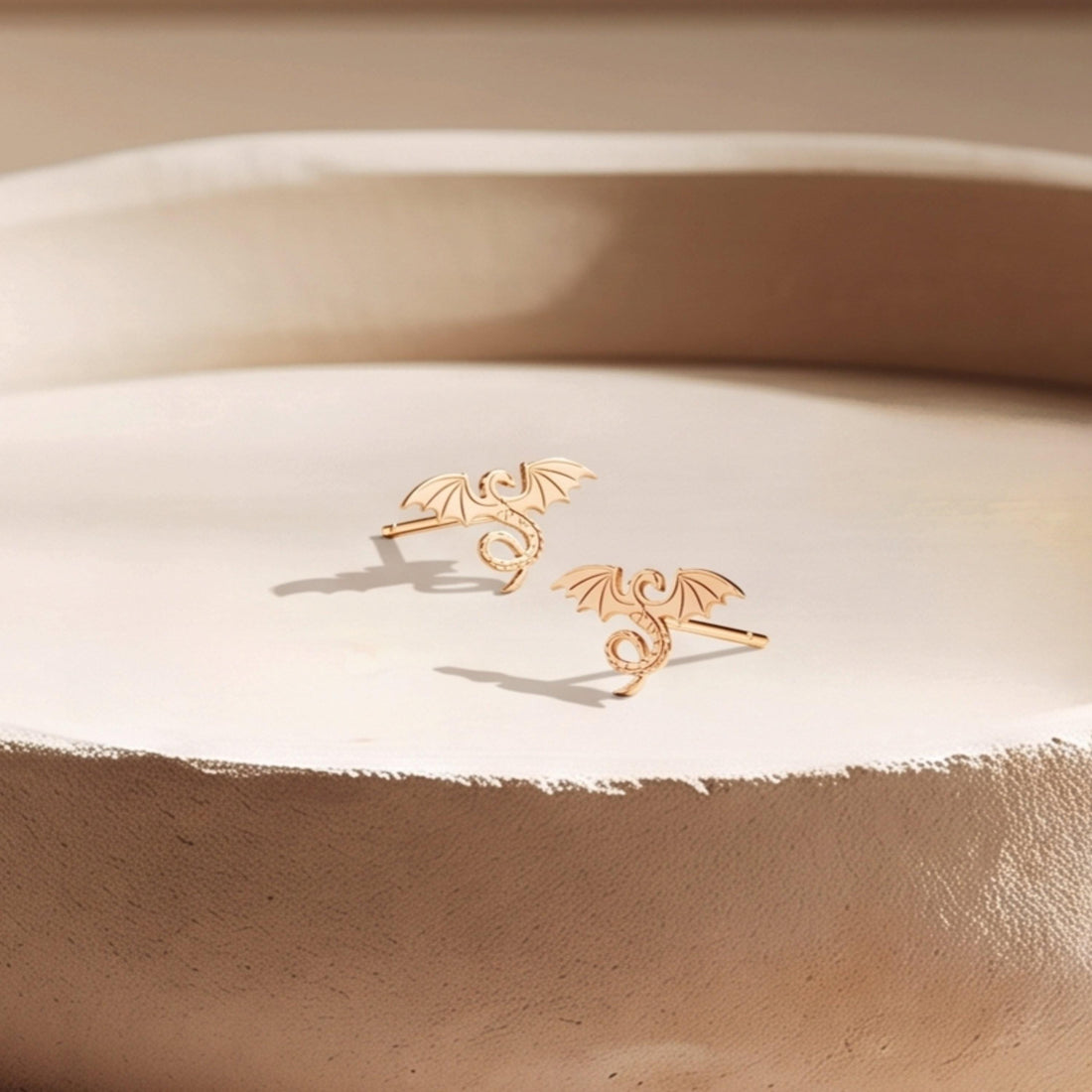 Winged Dragon Charm Stud Earrings