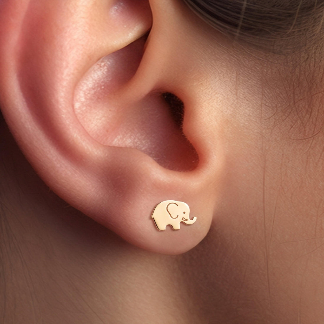 Elephant Charm Stud Earrings