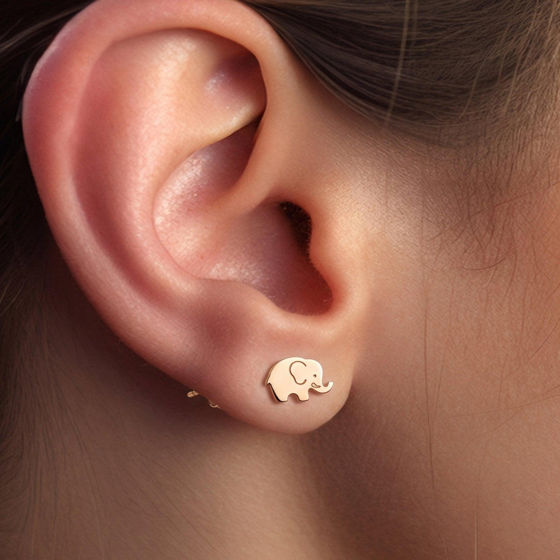 Elephant Charm Stud Earrings