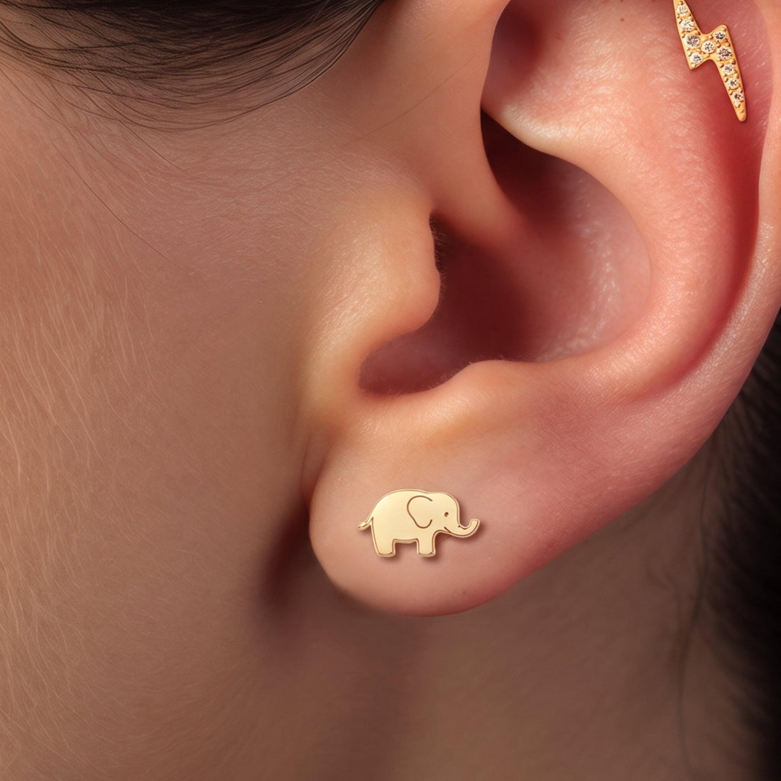 Elephant Trunk Up Stud Earrings