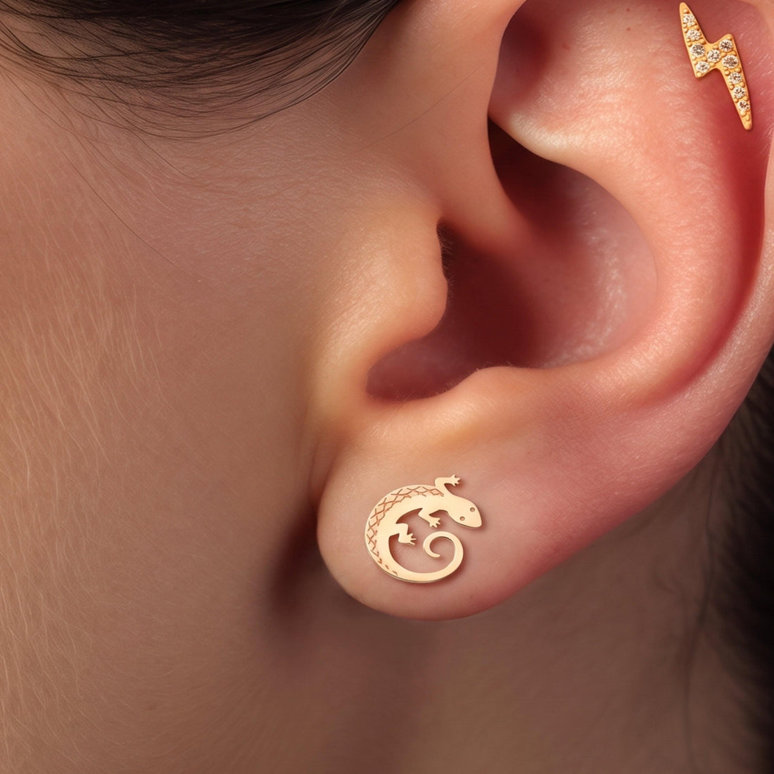 Gecko Lizard Stud Earrings