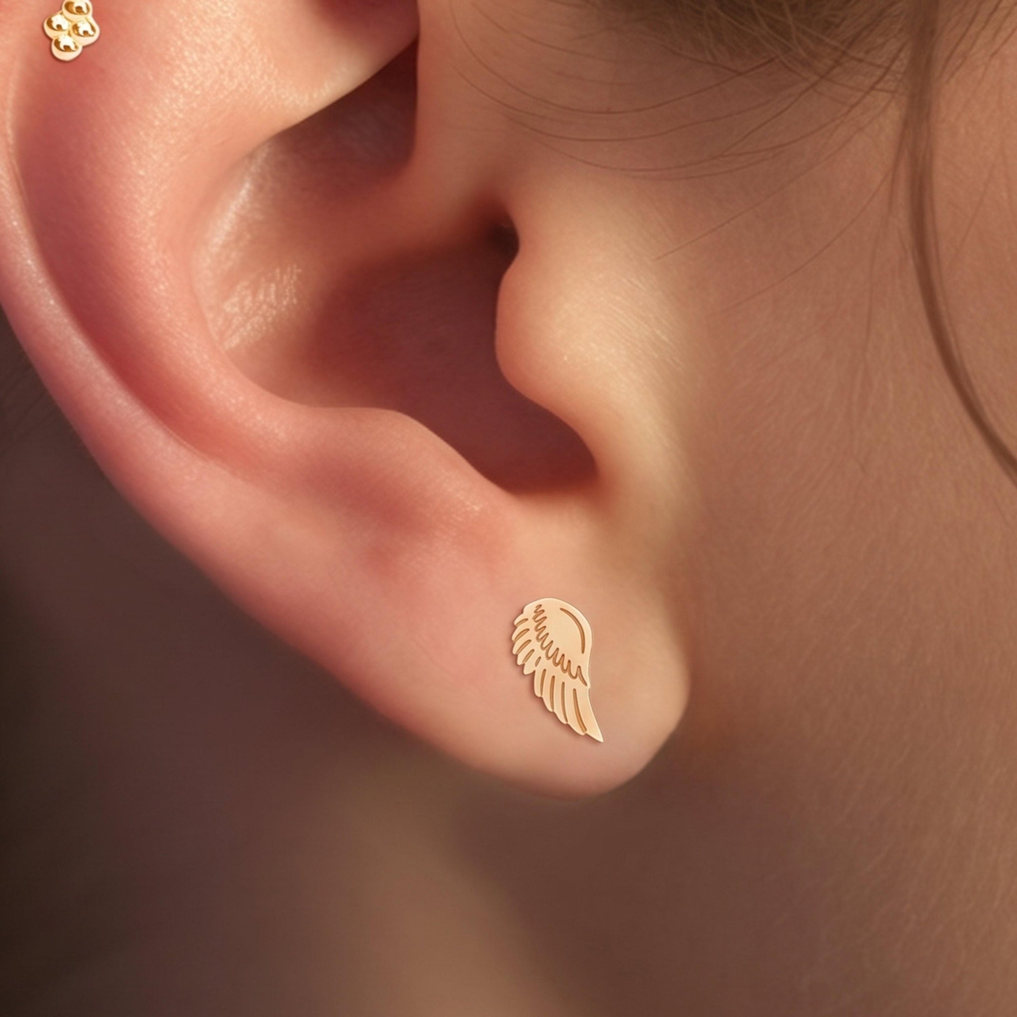 Angel Wings Charm Stud Earrings
