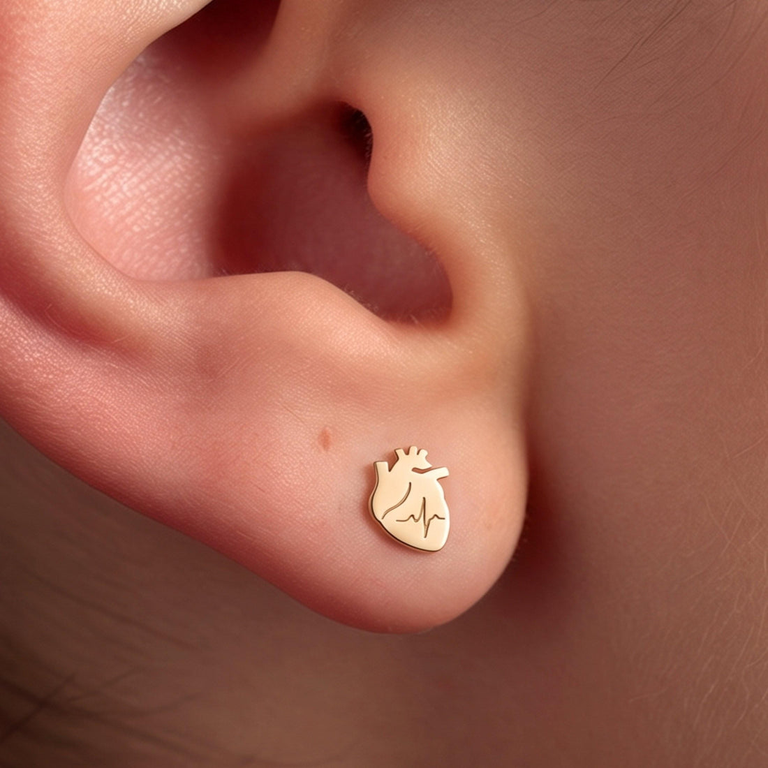 Anatomical Heart Stud Earrings