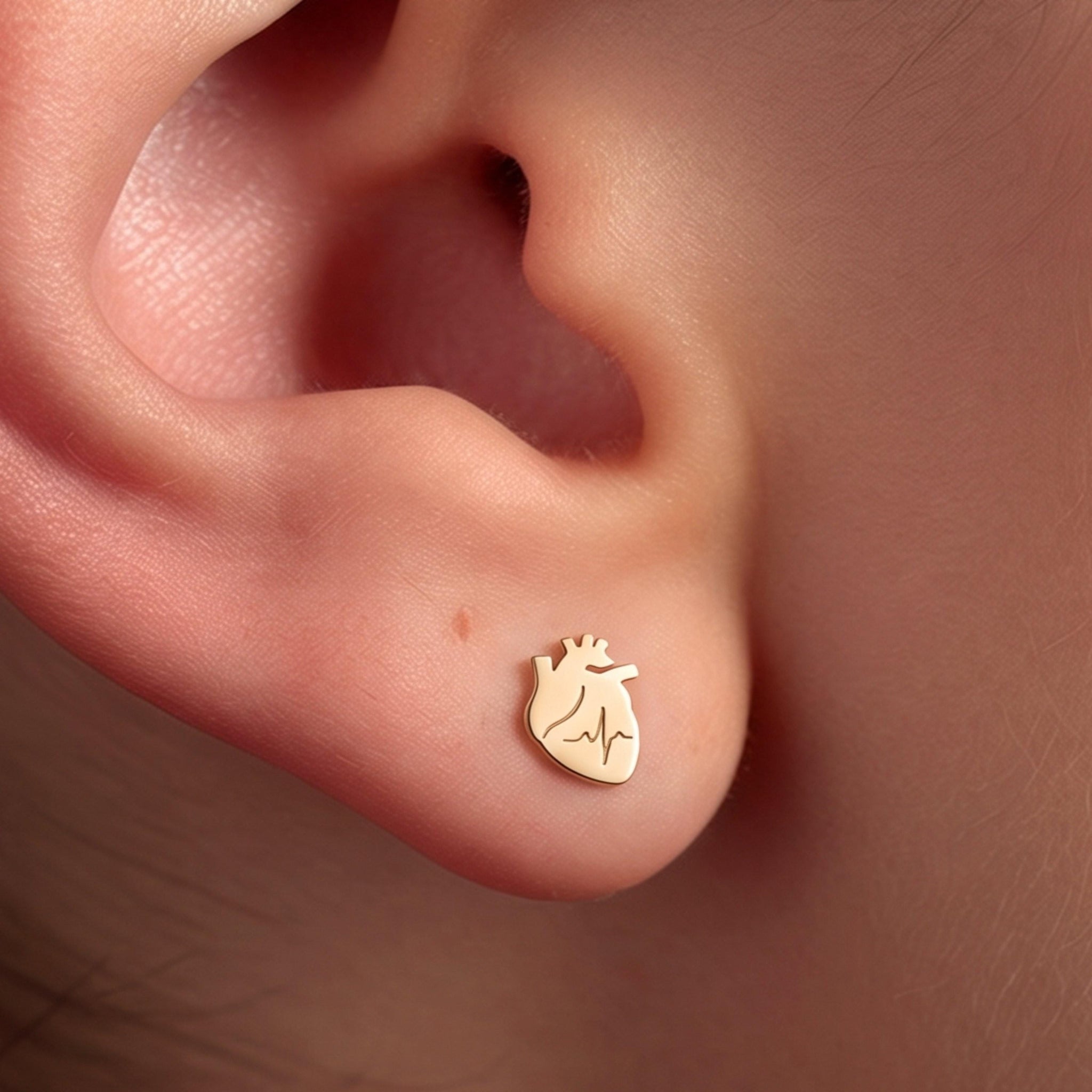 Anatomical Heart Stud Earrings