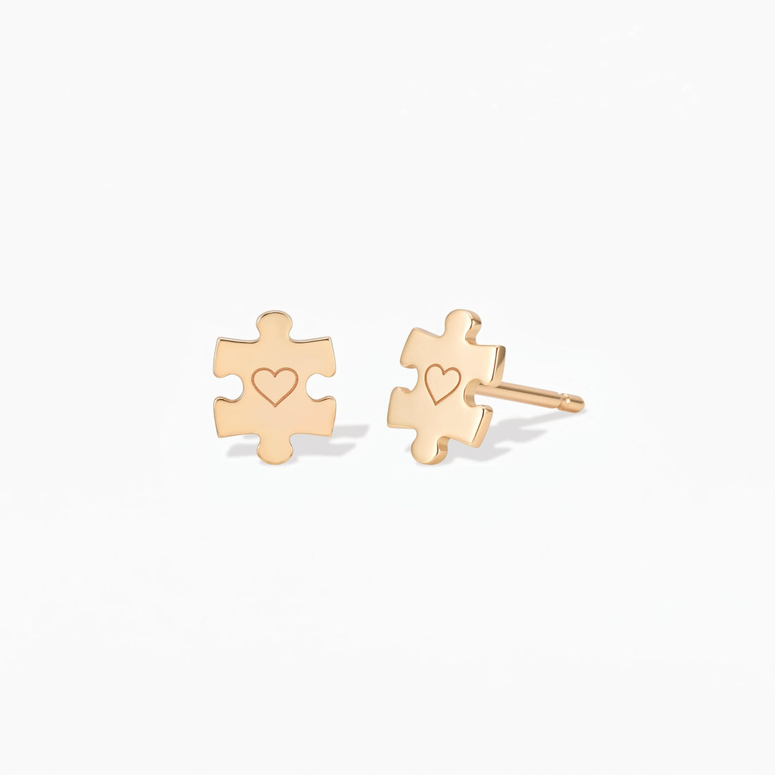 Heart Puzzle Piece Stud Earrings