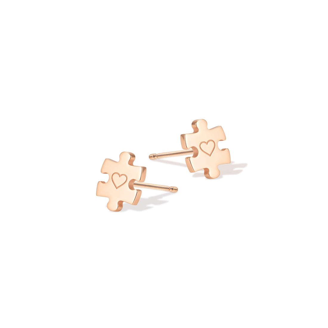 Heart Puzzle Piece Stud Earrings