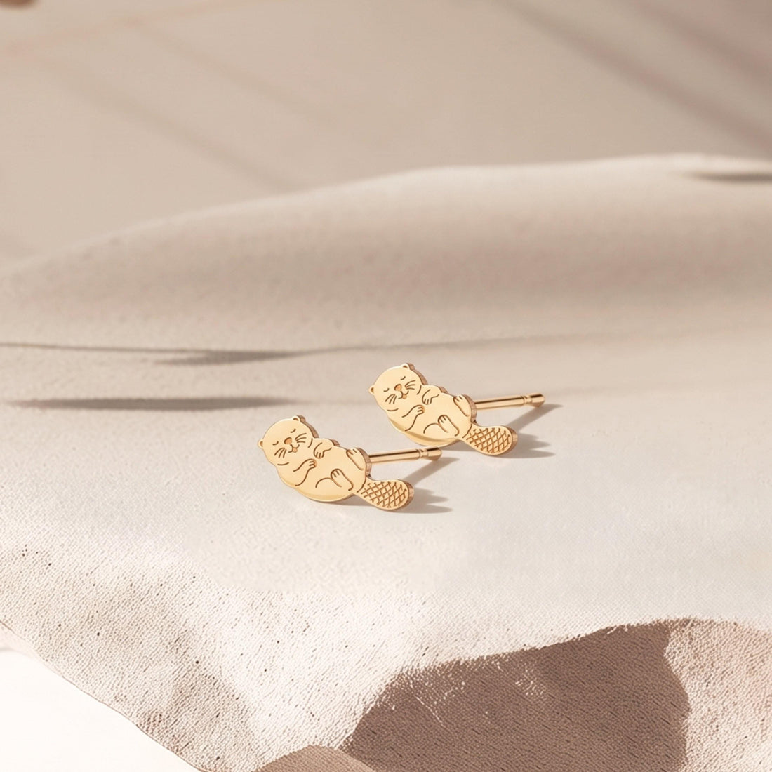 Sea Otter Charm Stud Earrings