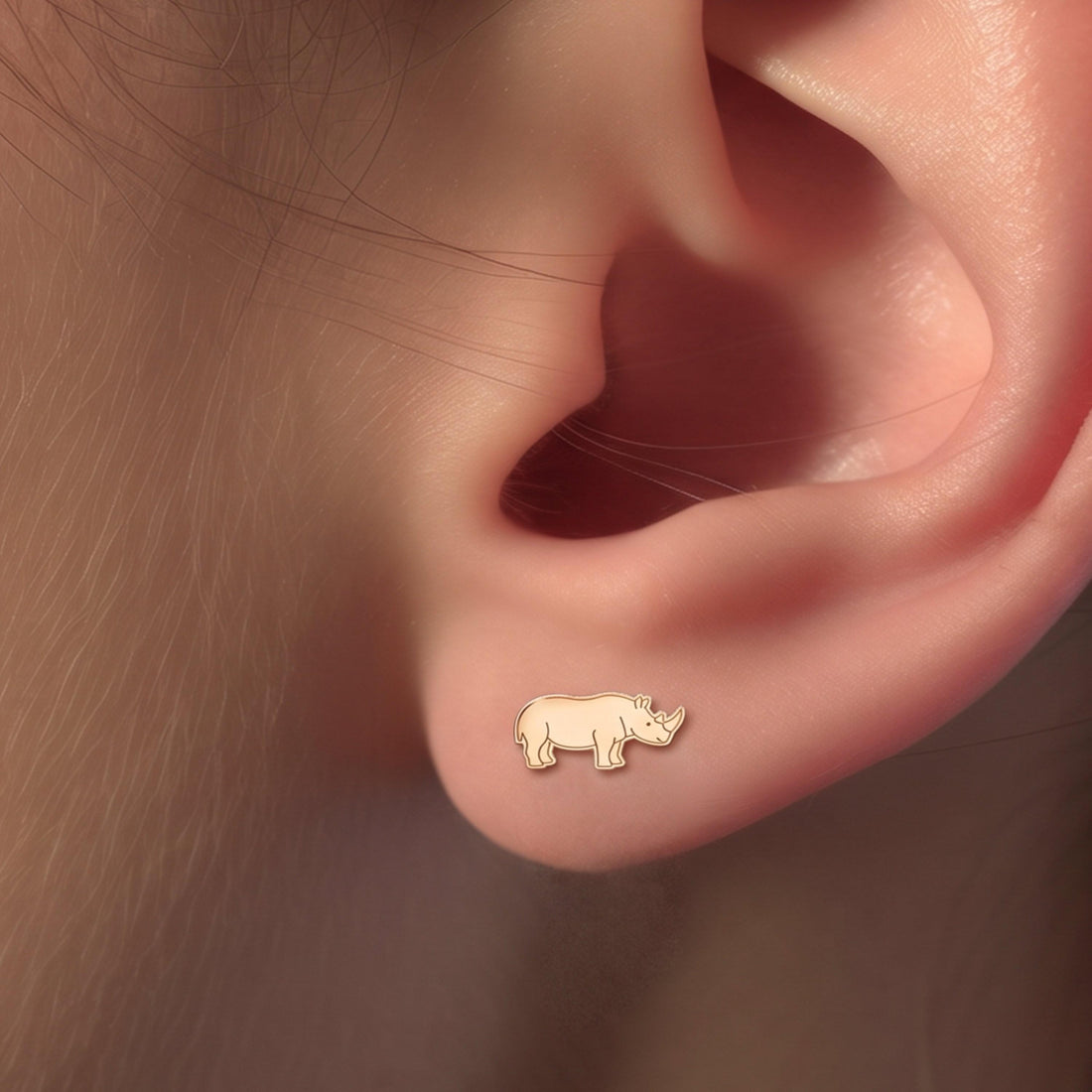 Rhino Profile Stud Earrings