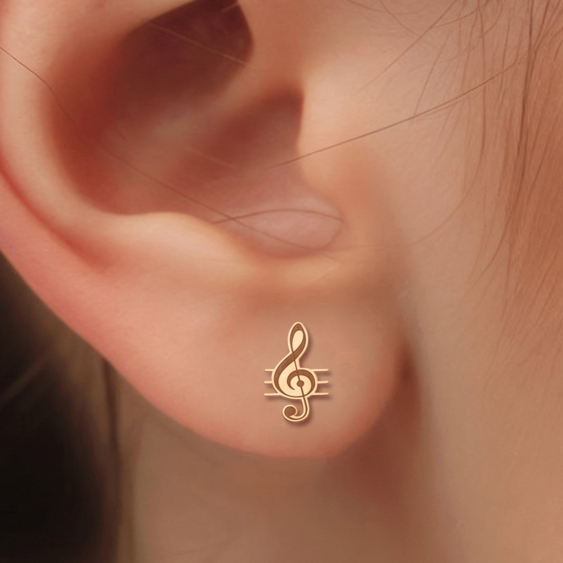 Treble Clef Charm Stud Earrings