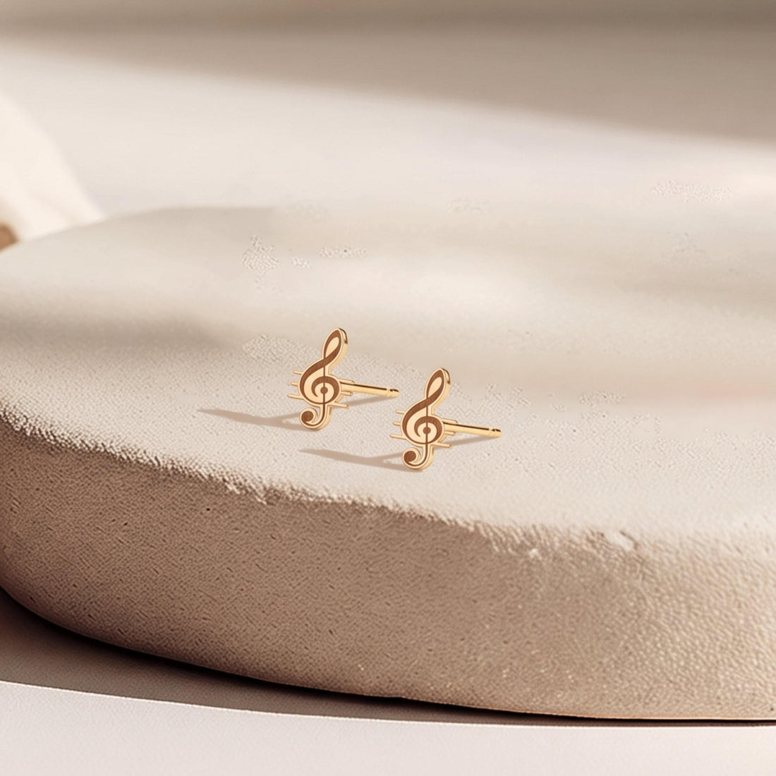 Treble Clef Charm Stud Earrings