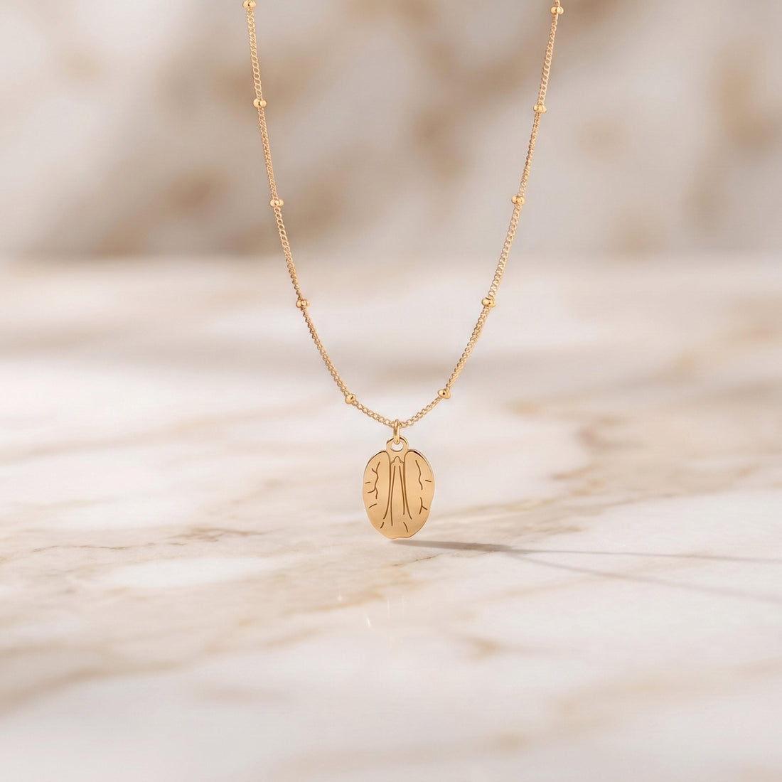Walnut Charm Beady Necklace