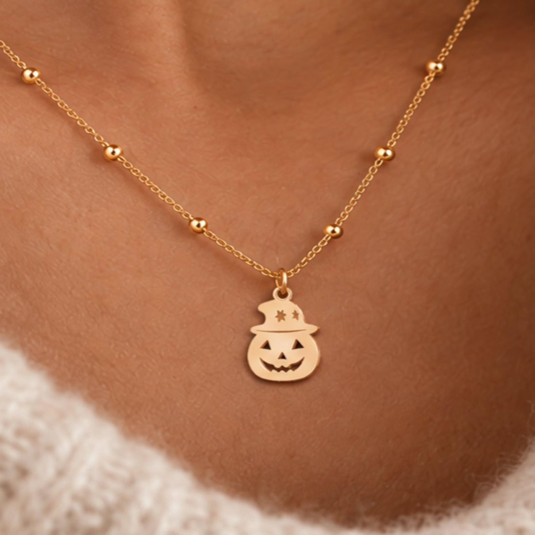 Jack O Lantern Beady Necklace