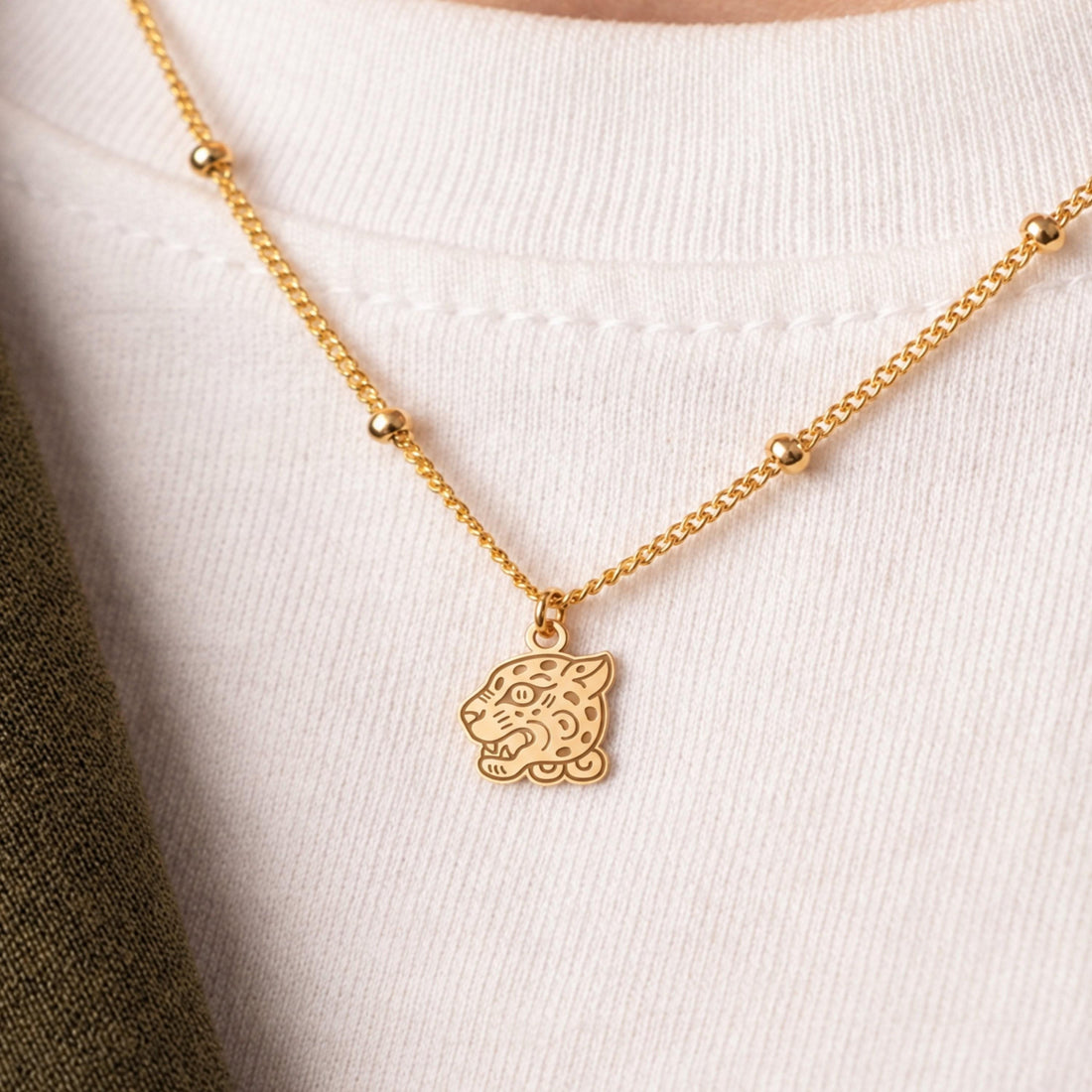 Leopard Head Beady Necklace