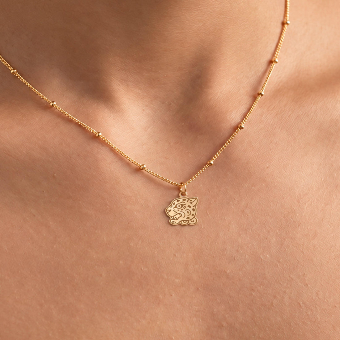 Leopard Head Beady Necklace