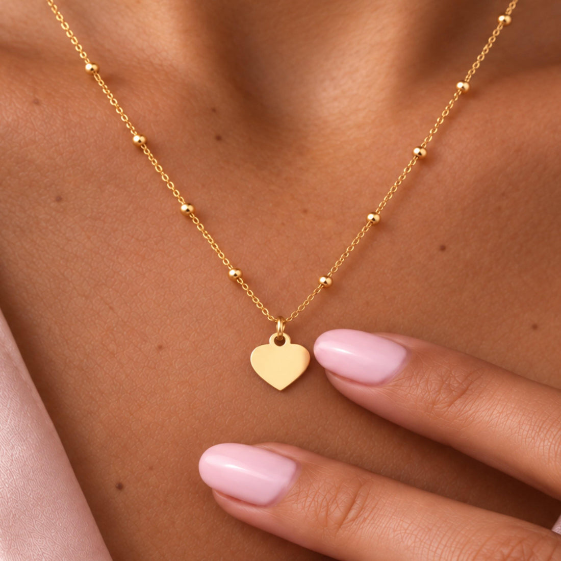 Heart Charm Beady Necklace
