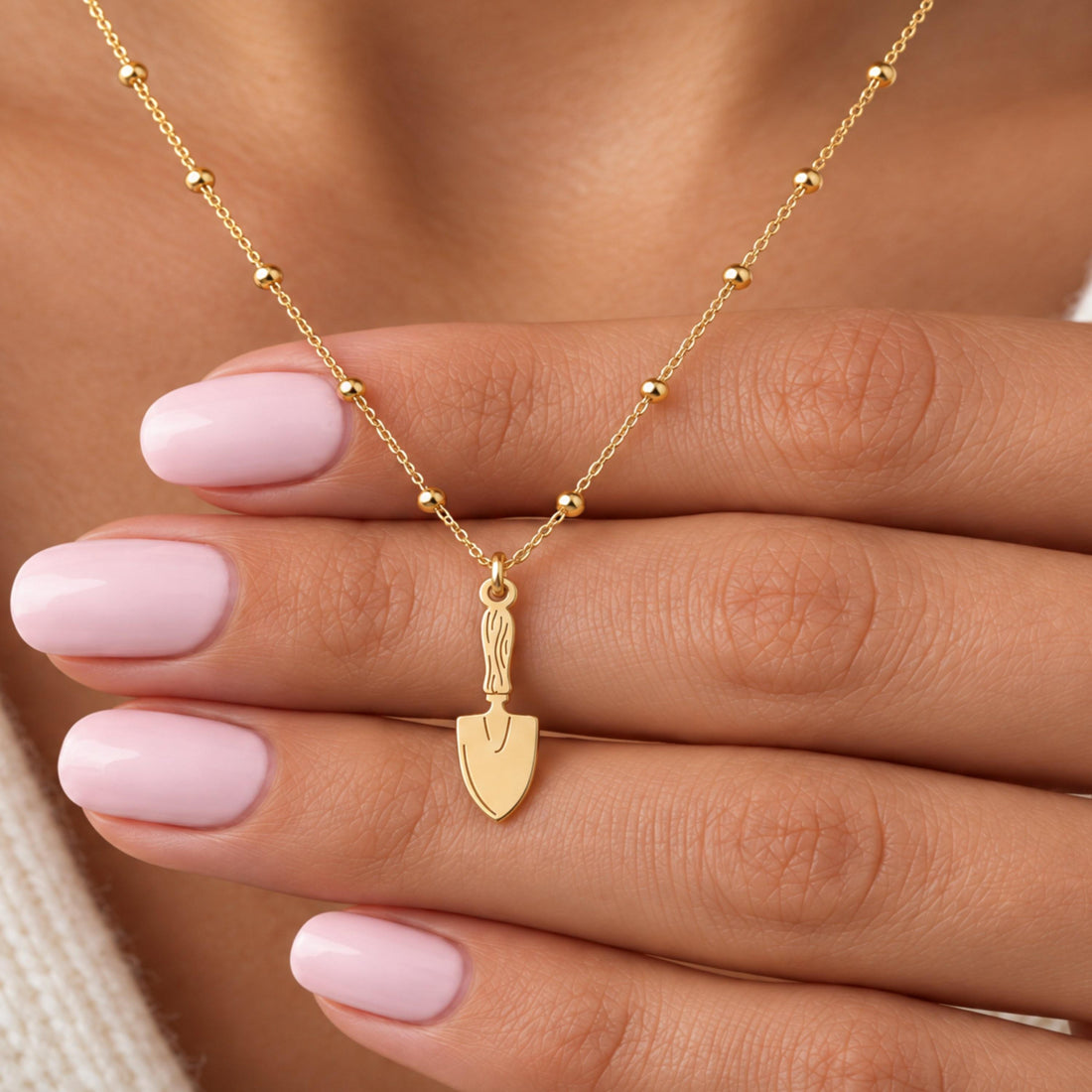 Garden Trowel Charm Beady Necklace