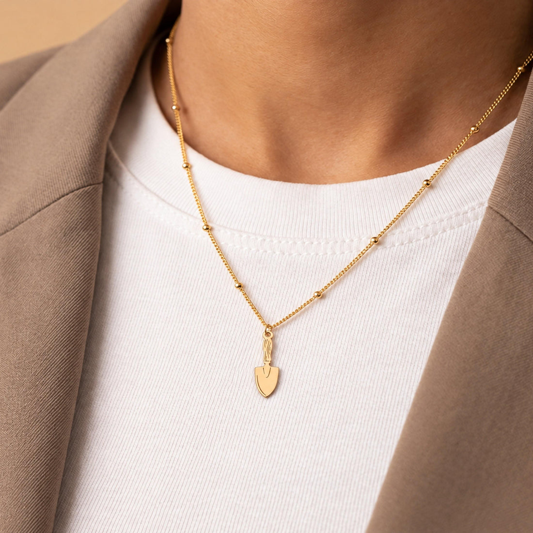 Garden Trowel Charm Beady Necklace