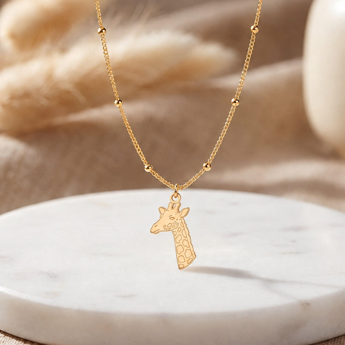 Giraffe Charm Beady Necklace