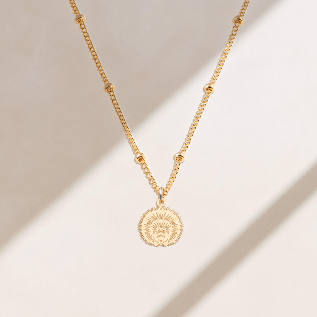 Hedgehog Charm Beady Necklace