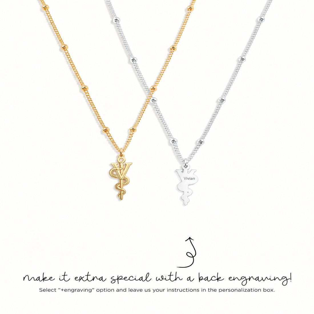 Snake Monogram Charm Necklace