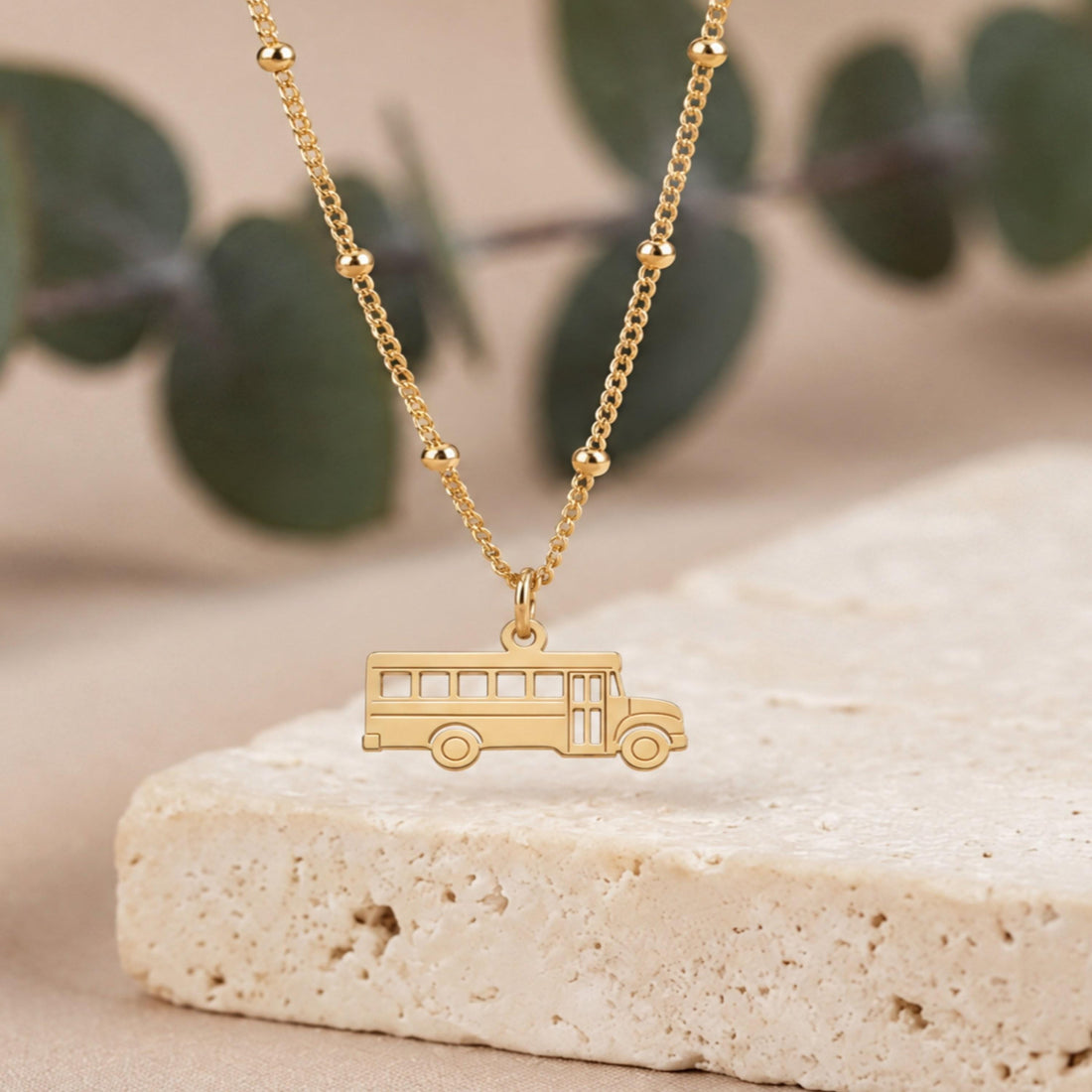 School Bus Charm Necklace