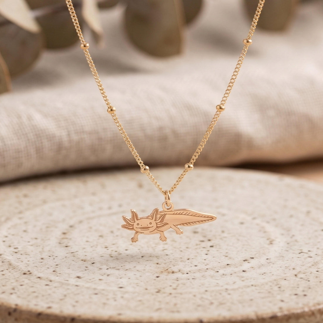 Axolotl Charm Beady Necklace