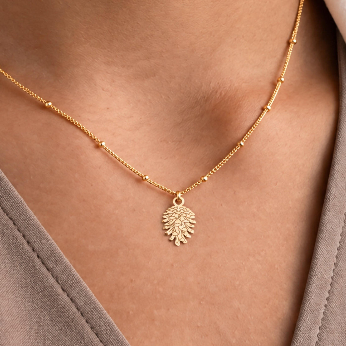 Pine Cone Charm Necklace