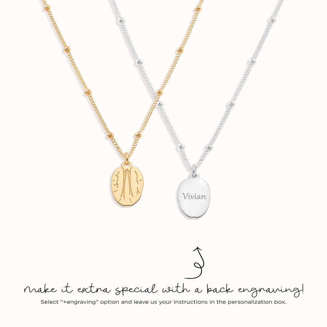 Walnut Charm Beady Necklace