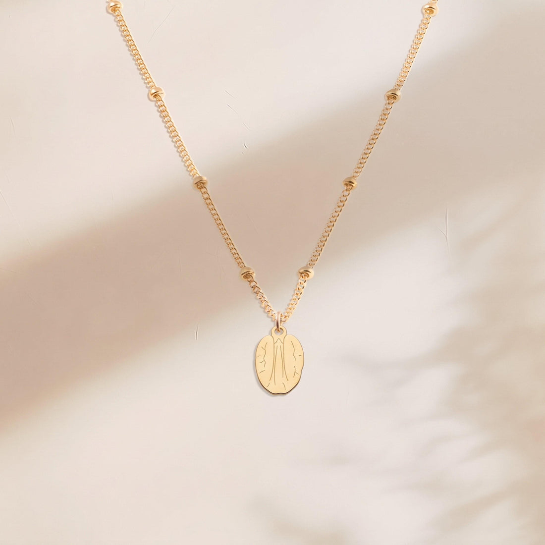 Walnut Charm Beady Necklace