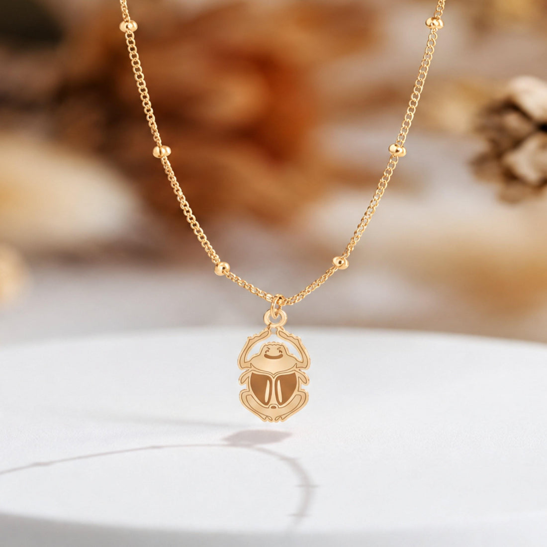 Beetle Charm Beady Necklace