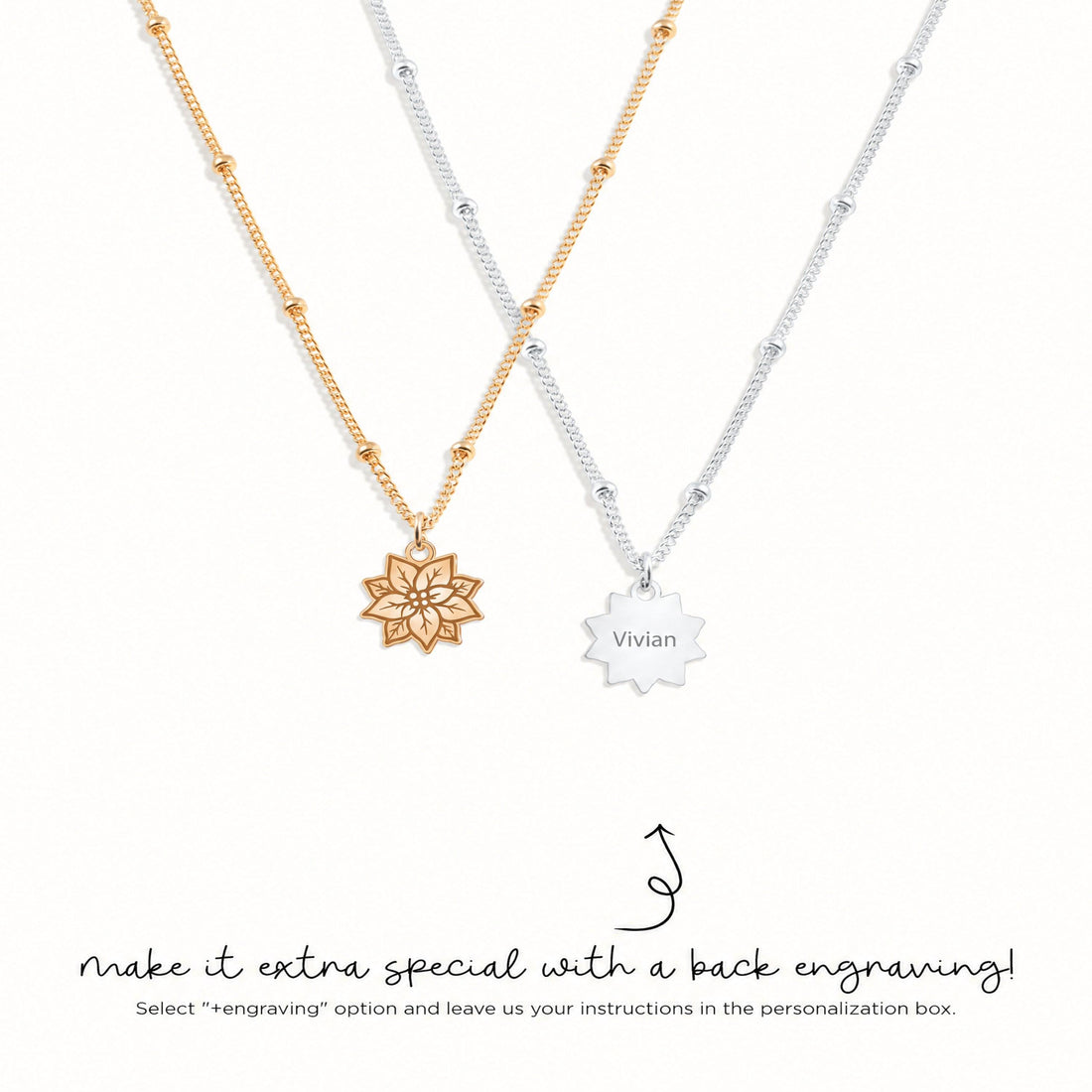 Poinsettia Charm Beady Necklace