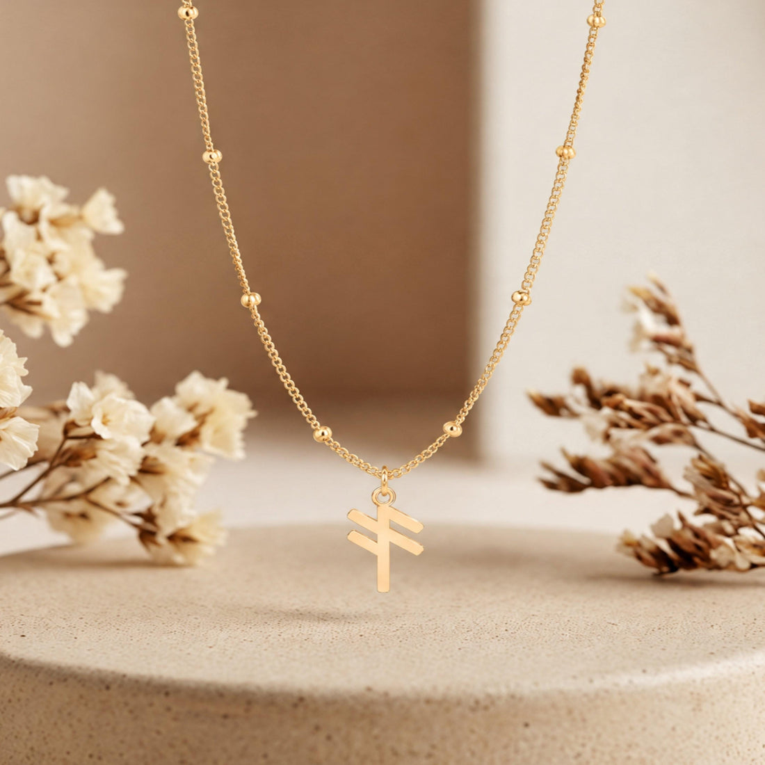 Rune Symbol Beady Necklace