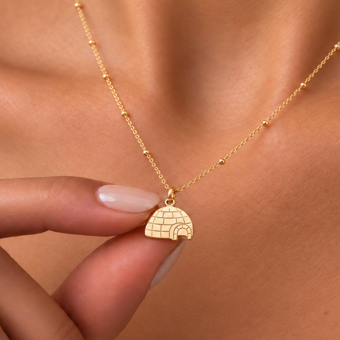 Igloo Charm Beady Necklace