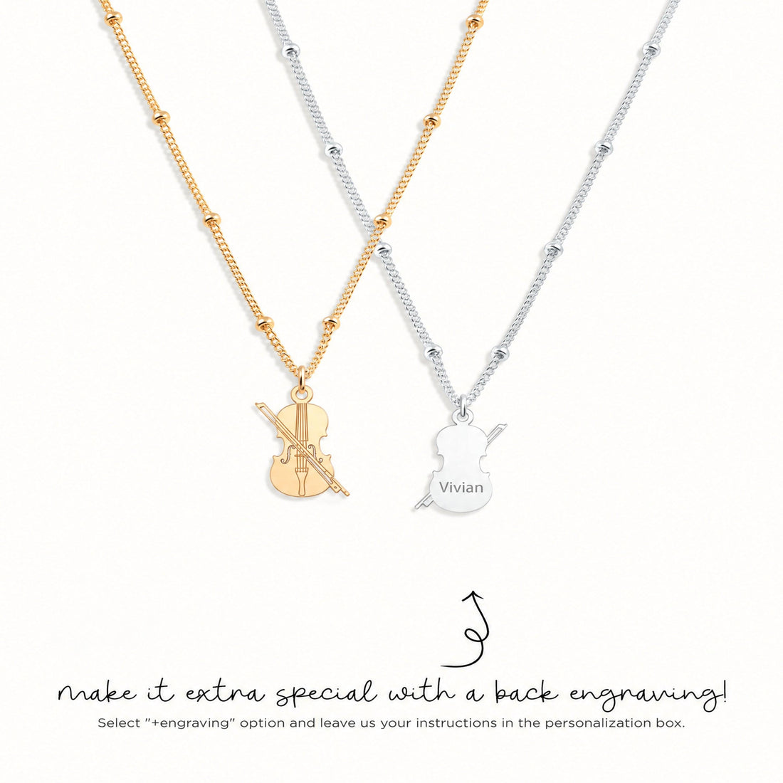 Violin Bow Charm Necklace