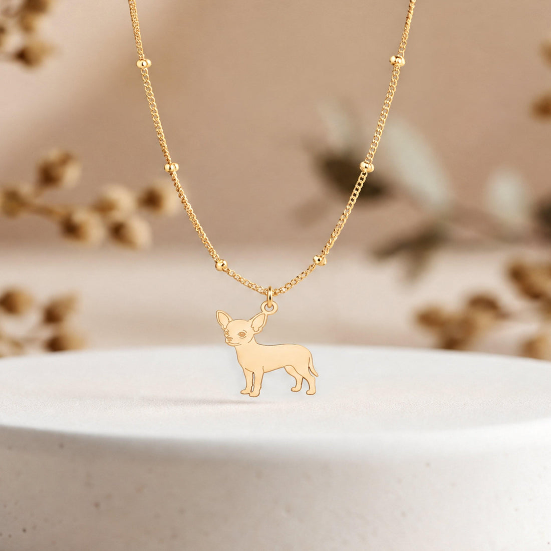 Chihuahua Charm Beady Necklace