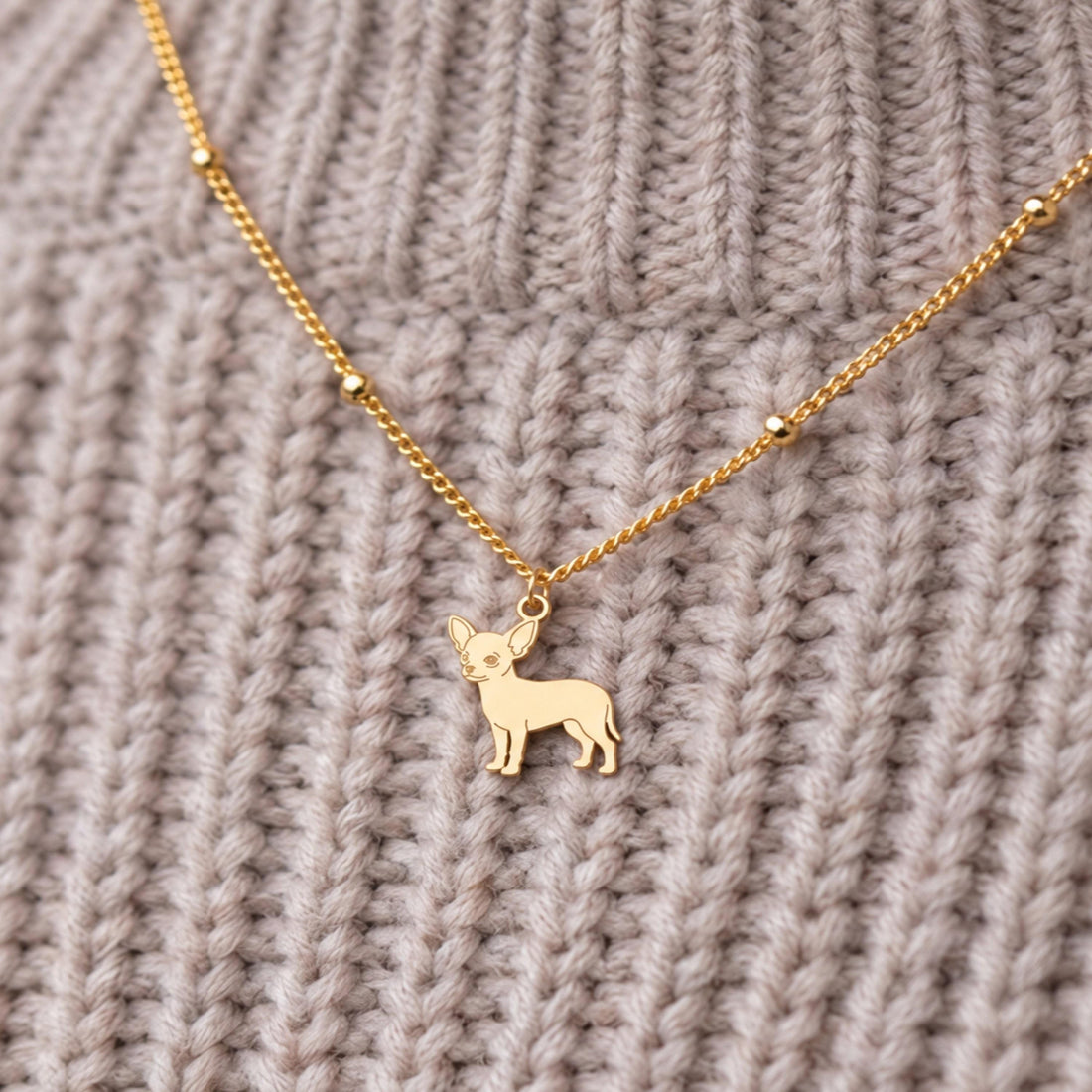 Chihuahua Charm Beady Necklace