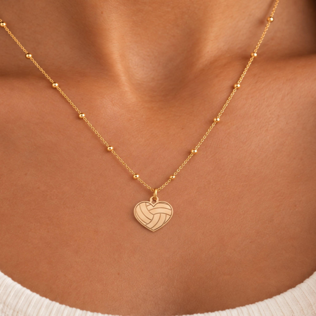 Volleyball Heart Beady Necklace