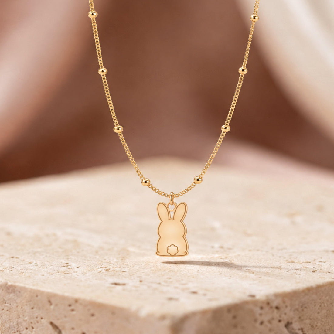 Bunny Charm Beady Necklace