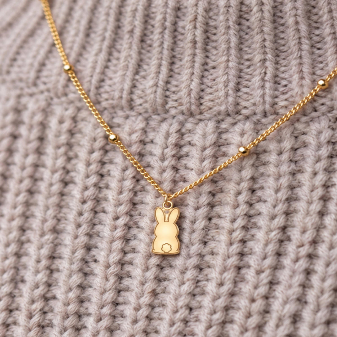 Bunny Charm Beady Necklace