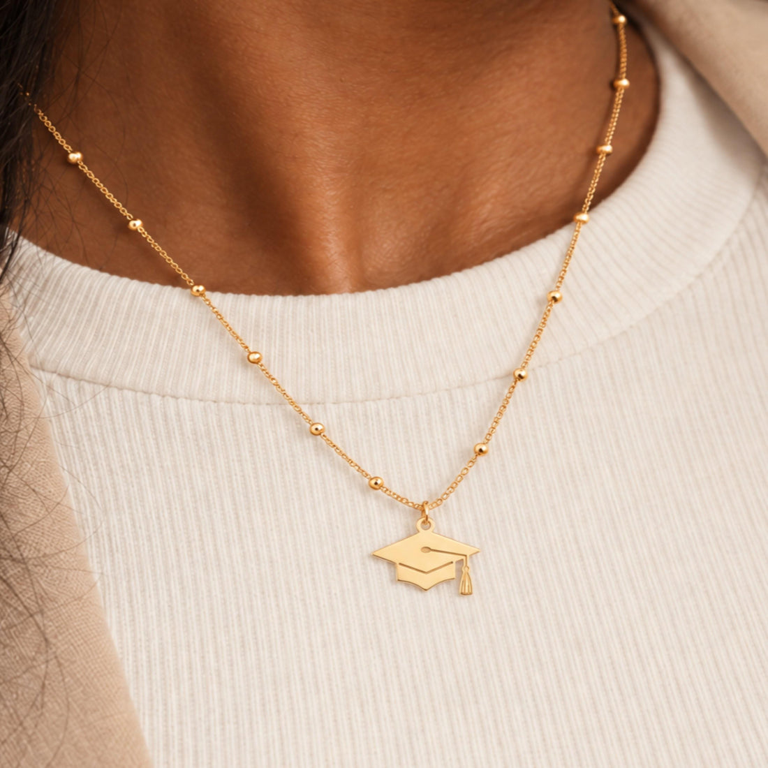 Graduation Cap Beady Necklace